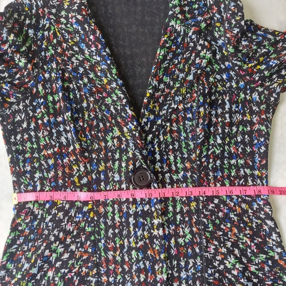 Eva Varro Women Multicolor Cardigan Size XL Long Line One Button 3/4 Sleeves - Picture 7 of 9